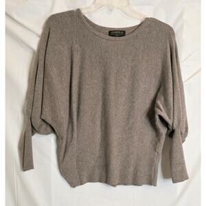 Joseph A. Sweater Women's Petite M Crew Neck Light Brown Long Baloon Sleeves